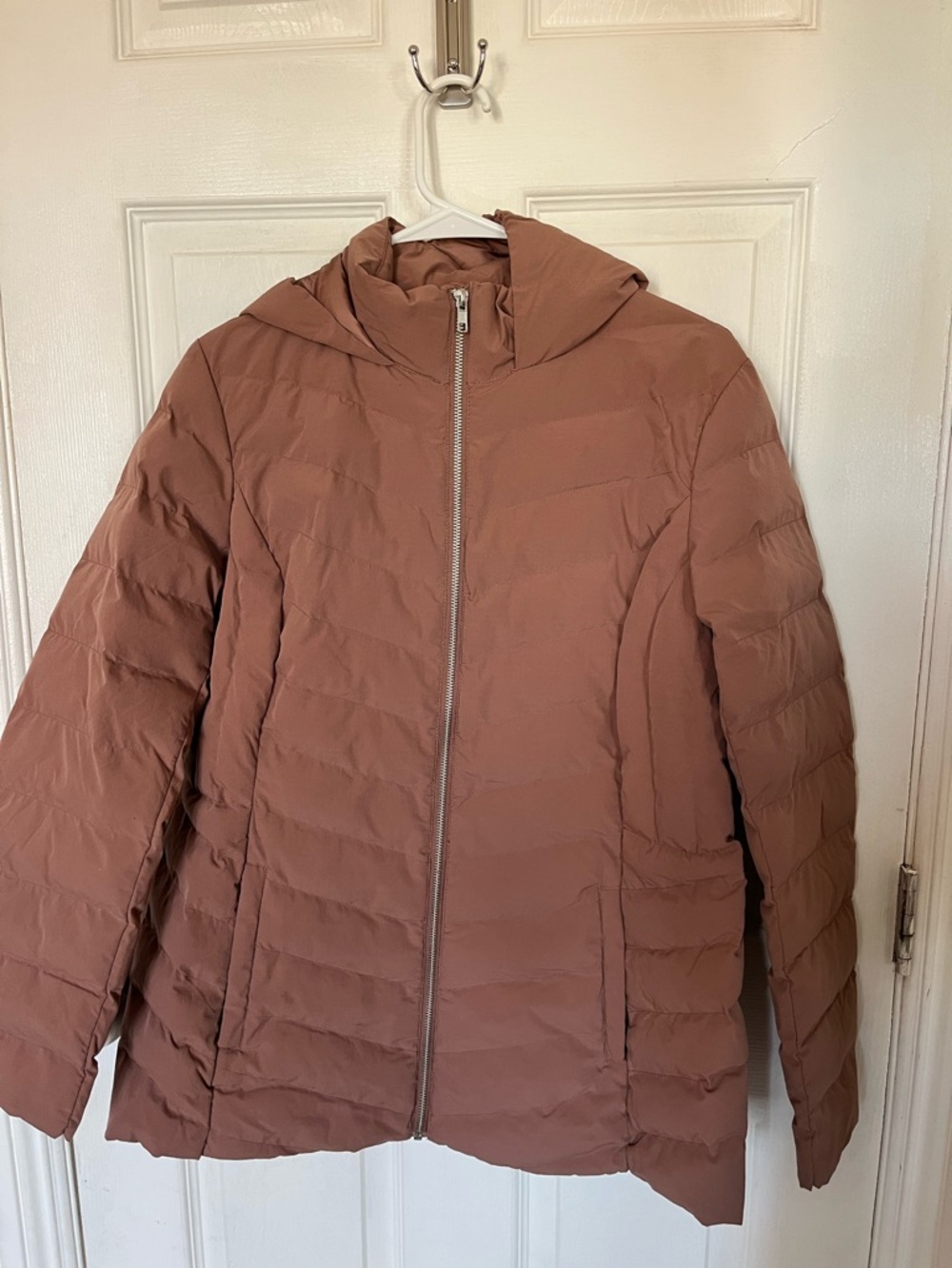 32 Degrees Quilted Hooded Puffer Jacket in Mauve